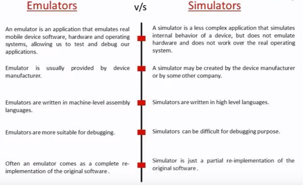 emulators vs simulators