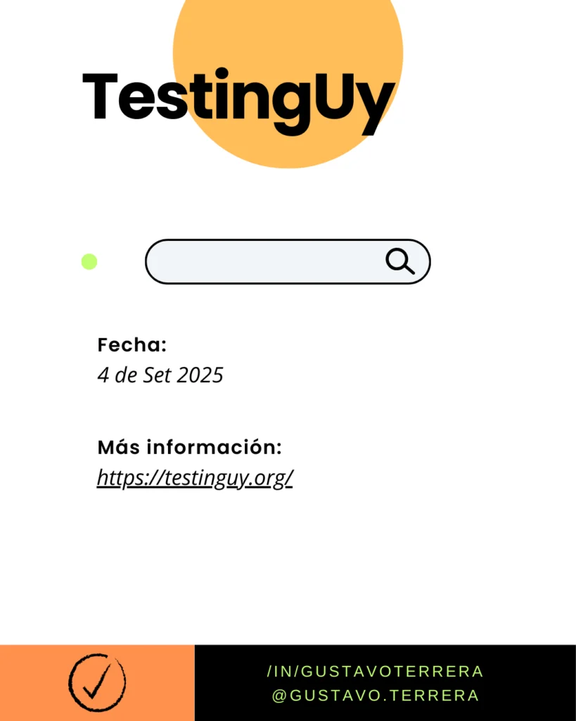 📢📅💪🖖 ¡Atención, comunidad de Software Testing y Calidad! 🚀 

Con los años y la experiencia de haber visto nacer y crecer iniciativas tan importantes como Argentesting, evento que organizamos hace algunos años con Nadia Soledad Cavalleri, sé el esfuerzo, la pasión y el valor que se invierte en construir espacios de conocimiento y conexión para nuestra comunidad.

Por eso, quiero compartirles una agenda imperdible de eventos que se vienen en los próximos meses y que, sin duda, serán fundamentales para seguir impulsando la excelencia en calidad de software. Agenden estas fechas, ¡porque prometen mucho!