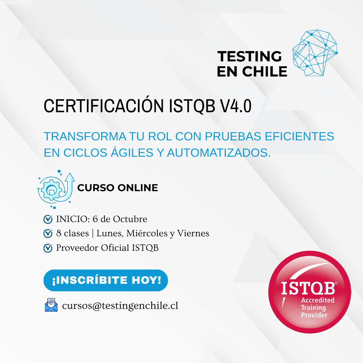 Lee más sobre el artículo Inicio el 6 de Octubre – Curso ISTQB CTFL v4.0