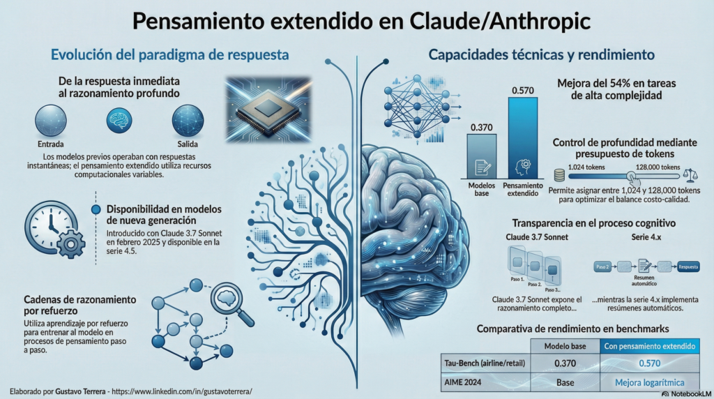 Pensamiento extendido en Claude / Anthropic y su relación con los modelos (anteriores y actuales)
