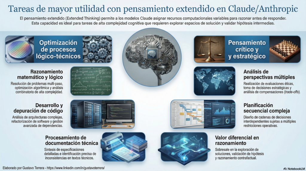 Tareas de mayor utilidad aplicando el Pensamiento Extendido de Claude/Anthropic

