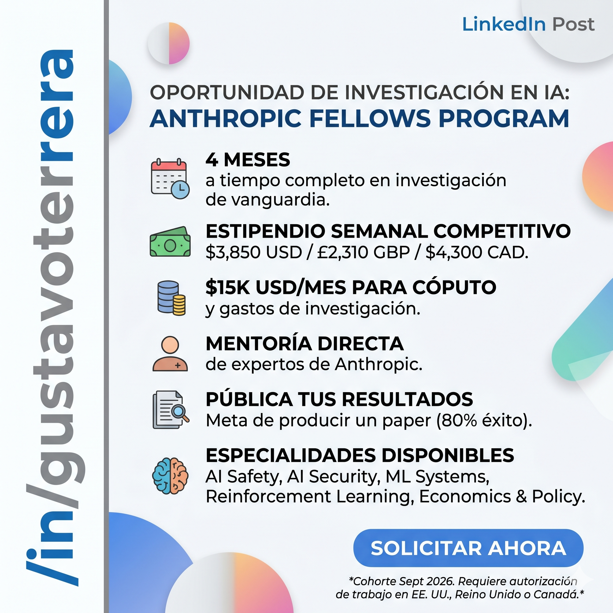 Lee más sobre el artículo Seguridad, Sistemas y RL en IA: Todo sobre la nueva convocatoria de Anthropic