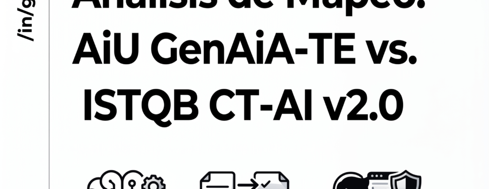 Infografía comparativa que muestra la diferencia entre usar la IA para hacer pruebas (AiU GenAiA-TE) frente a realizar pruebas a los propios sistemas de Inteligencia Artificial (ISTQB CT-AI v2.0).