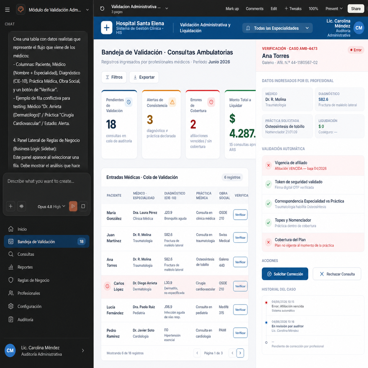 Lee más sobre el artículo Wireframes con Claude Design para Test Management y Project Management